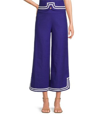 Abbey Stretch Linen Flat Front Notch Hem Crop Coordinating Pants | Dillard's