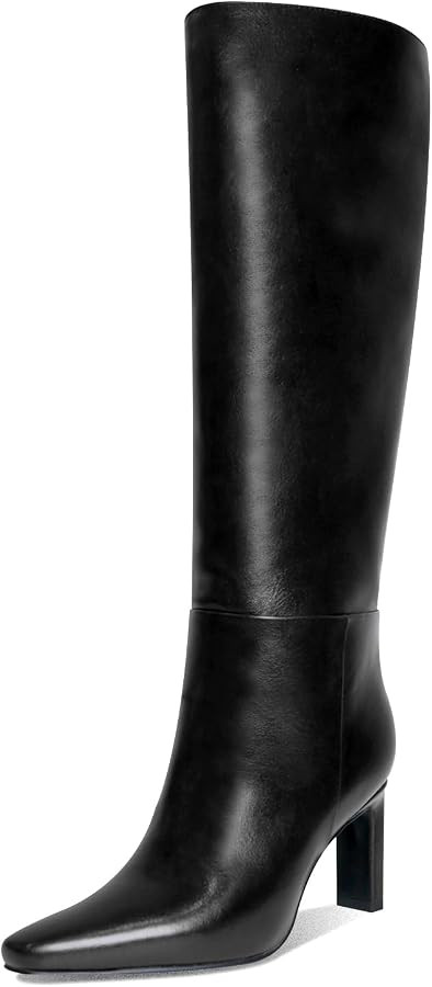 Knee High Boots for Women Square Toe Chunky Heeled Long Boots High Block Heel Wide Calf Tall Boot... | Amazon (US)