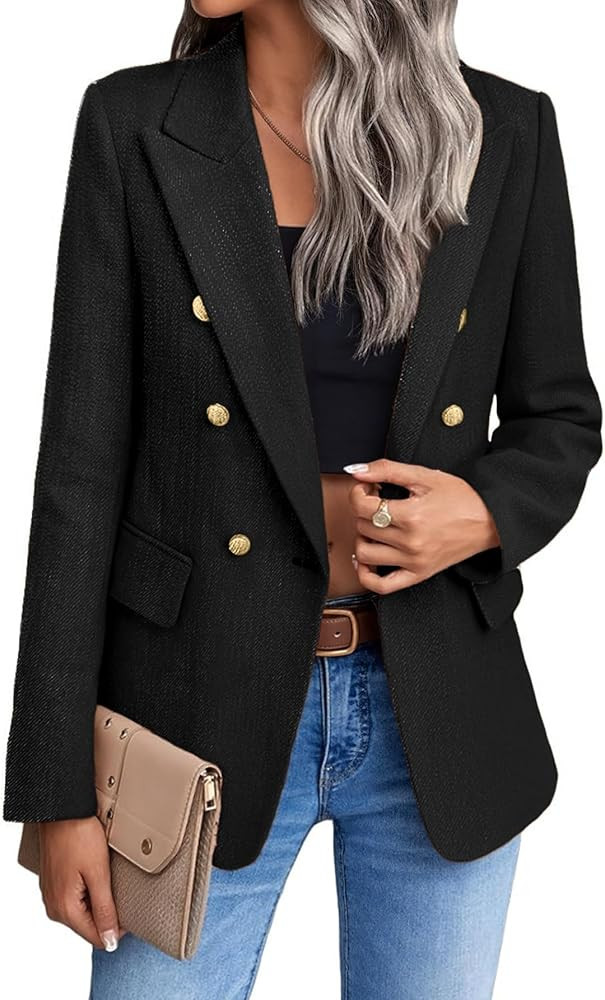 Mina Self 2025 Winter Women's Tweed Wool Blazer Jacket - Plaid Warm Fully Lined Fashion Business ... | Amazon (US)