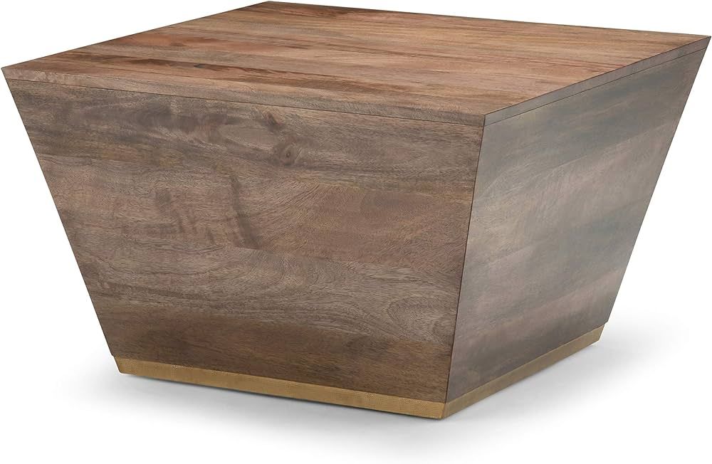 SIMPLIHOME Abba SOLID MANGO WOOD 28 inch Wide Square Modern Coffee Table in Dark Brown, Fully Ass... | Amazon (US)