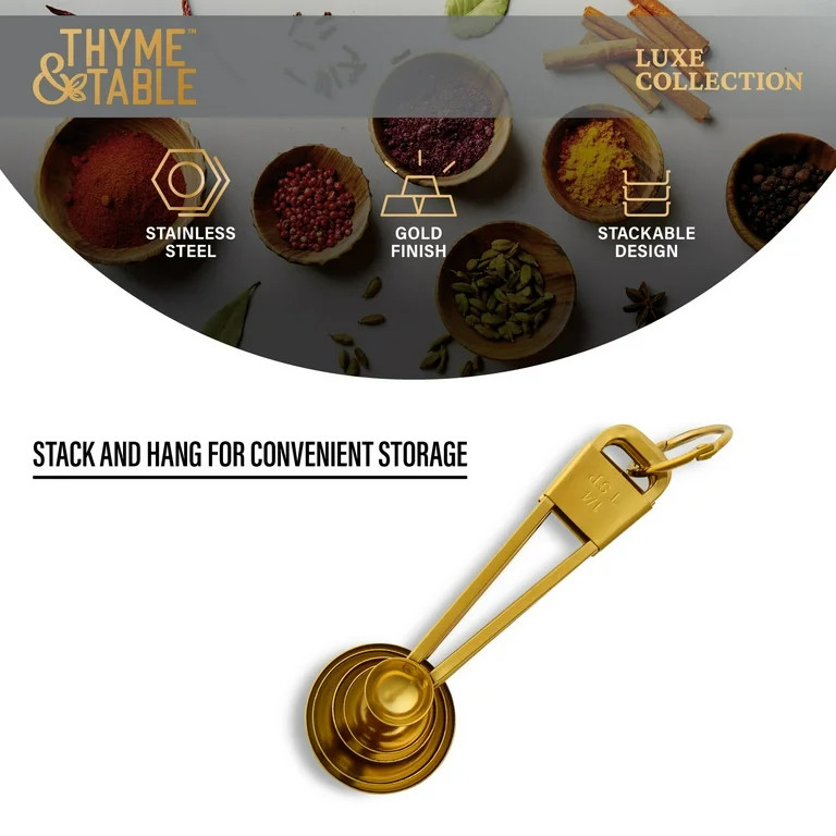 Thyme & Table 5-Piece Stainless Steel Measuring Spoon Set | Walmart (US)