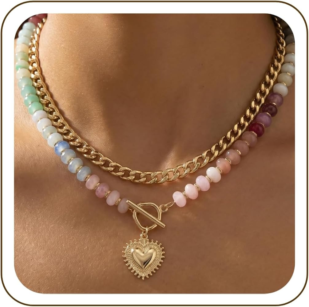 Chunky Pendant Beaded Necklace for Women | Amazon (US)