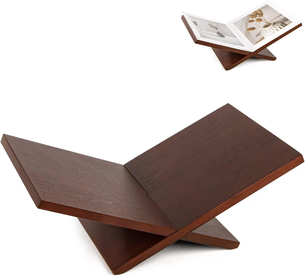 PUERSI Open Display Stand, Wooden Large Book Holder, Coffee Table Stand, Wood Easel for Magazine,... | Amazon (US)