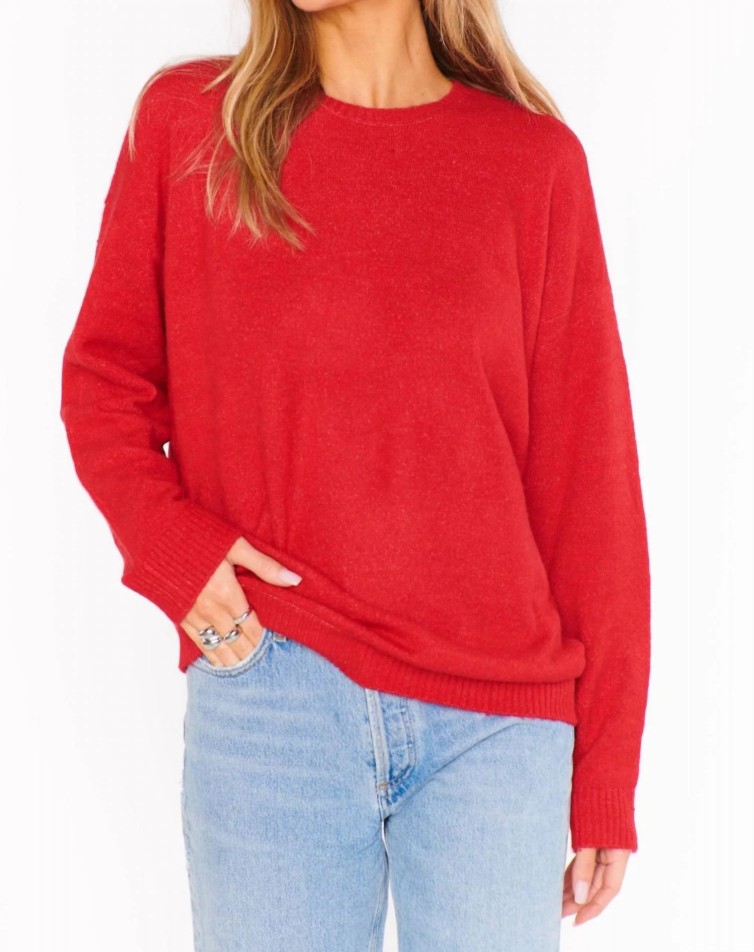 Feel Good Sweater In Red Knit | Shop Simon