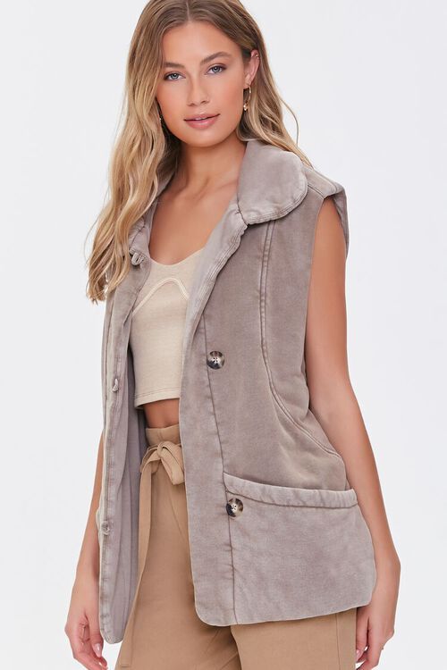 French Terry Buttoned Vest | Forever 21 (US)