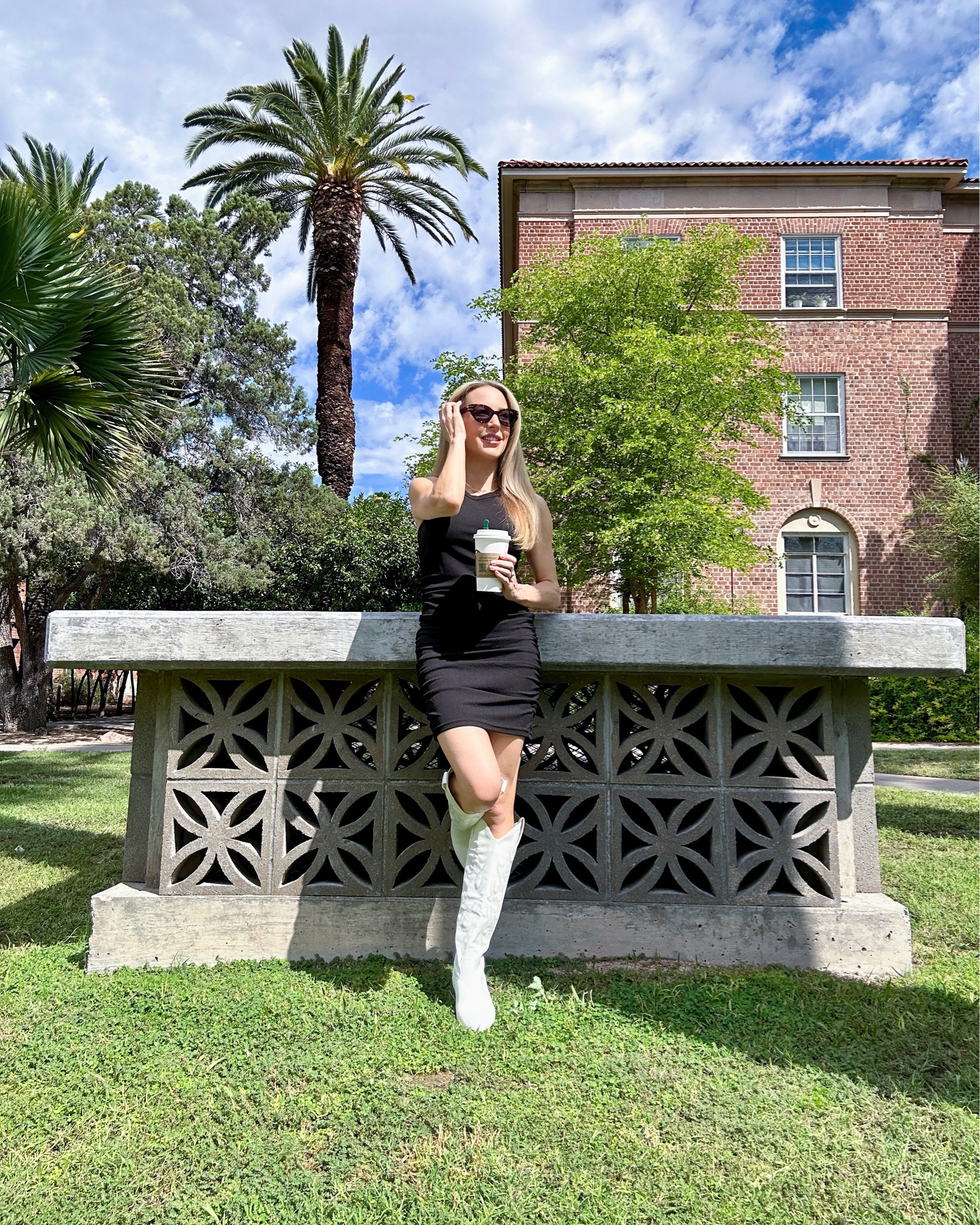 Casual little black dress, white cowboy boots and Gorjana gold chain choker. Bodycon ribbed black mini dress is super easy and comfy to throw on and go. 

#LTKshoecrush #LTKstyletip #LTKSeasonal