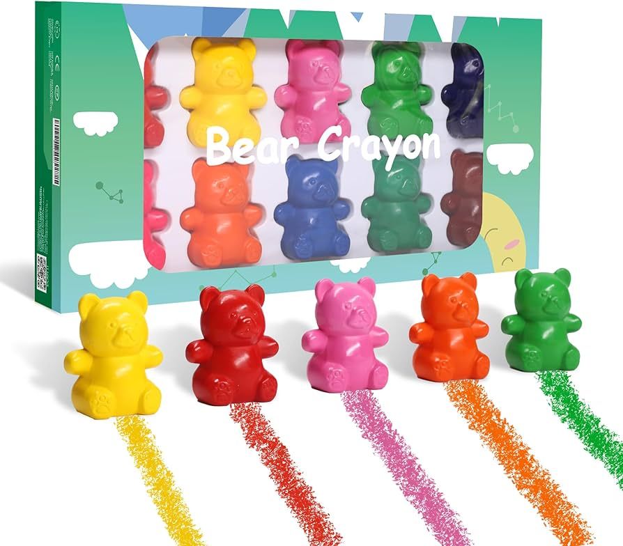 MASSRT Bear Crayons for Toddlers, 99% Unbreakable Non-toxic Crayon Gifts, Easy to Hold Washable C... | Amazon (US)
