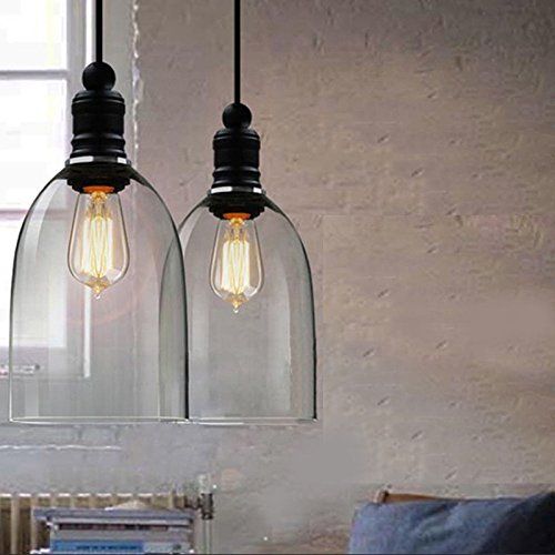 WINSOON Ecopower 1PC Light Vintage Hanging Big Bell Glass Shade Ceiling Lamp Pendent Fixture | Amazon (US)