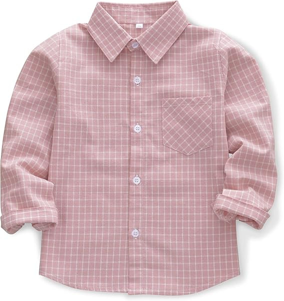 OCHENTA Little Big Boys' & Men's Long Sleeve Button Down Oxford Casual Dress Shirt | Amazon (US)