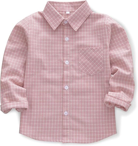 OCHENTA Little Big Boys' & Men's Long Sleeve Button Down Oxford Casual Dress Shirt | Amazon (US)