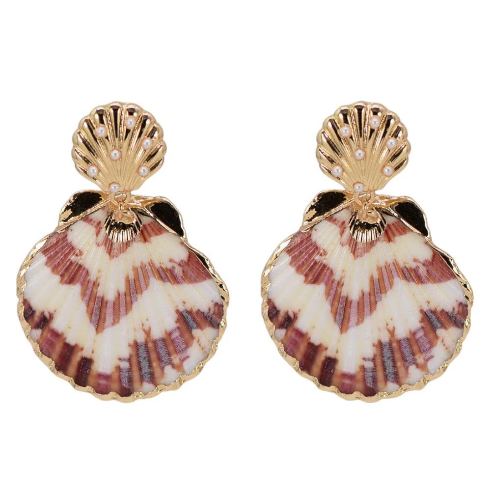 Gable Colorful Gold Seashell Dangle Earrings | Benaar La