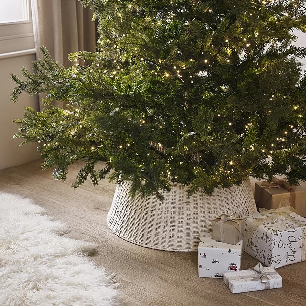 Whitewashed Rattan Braided Christmas Tree Skirt | The White Company UK & ROW