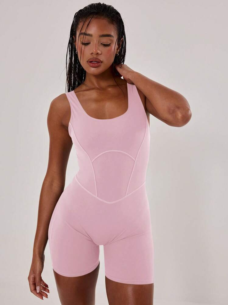 Musera Sport Stitched Racer Sports Jumpsuit | SHEIN
