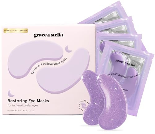 grace & stella Under Eye Patches for Puffy Eyes and Dark Circles (Retinol, 48 Pairs) Restoring Gel Under Eye Masks with Hyaluronic Acid - Vegan Cruelty-Free Skincare Birthday Gifts for Women | Amazon (US)