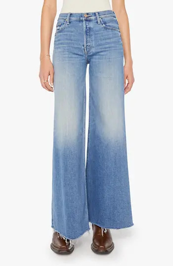 MOTHER The Tomcat Swisher Sneak Frayed Wide Leg Jeans in Poppin Wheelies at Nordstrom Rack, Size 29 | Nordstrom Rack