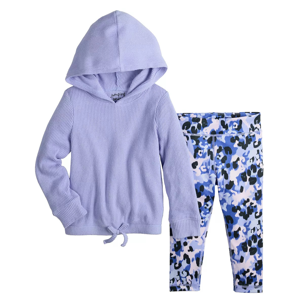 Toddler Girl Jumping Beans® Brushed Ribbed Hoodie & Printed Active Leggings Set | Kohl's