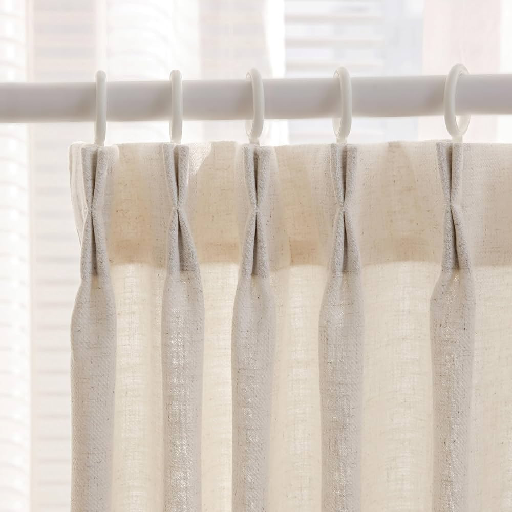 RAMEFILD Pinch Pleated Curtains for Living Room Bedroom, Textured Linen Blended Light Filtering F... | Amazon (US)