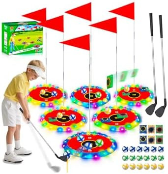 VATOS 2-in-1 Light up Golf for Kids- Golf Chipping Game & Bean Bag Toss with 6 LED Targets, 2 Clu... | Amazon (US)