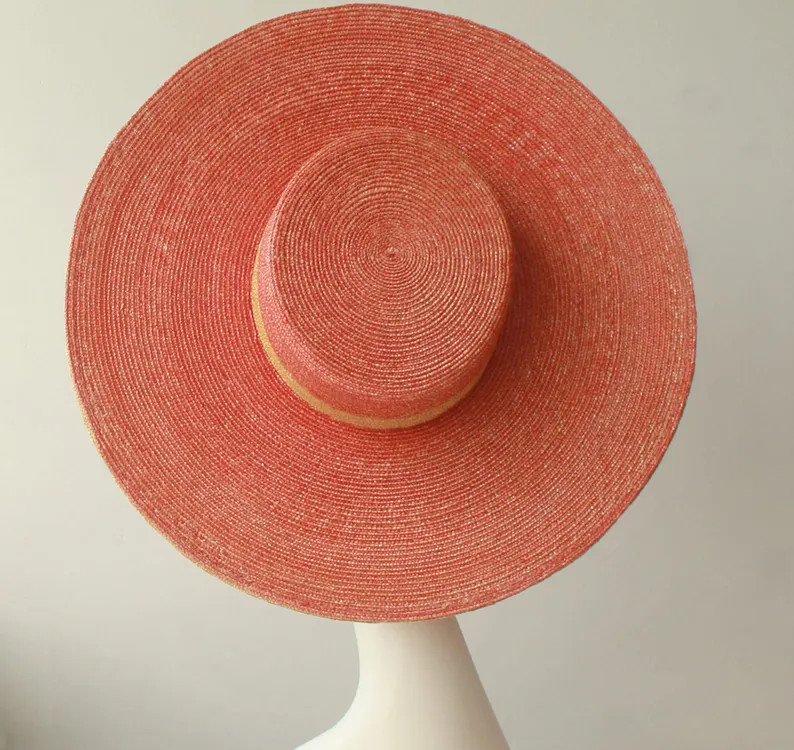 SOPHRONIA Coral Wide Brimmed Boater, for Weddings, Melbourne Cup, Derby Races, Weddings and Speci... | Etsy (Global)