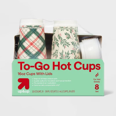 Holiday Disposable Drinkware Hot Cups - Red/Green - 16oz/8ct - up&up™ | Target