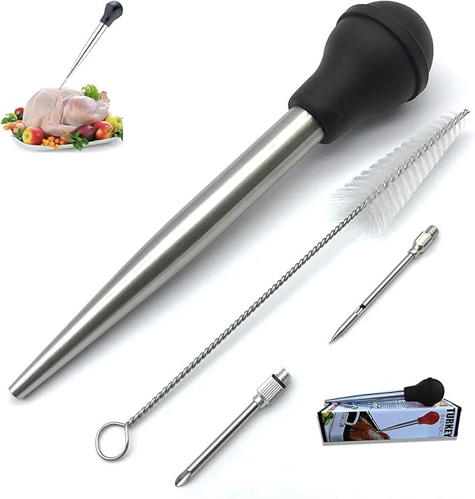 Turkey Baster for Cooking, Stainless Steel Turkey Baster Syringe with Cleaning Brush and Marinade... | Amazon (US)