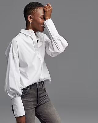 Express Womens Full Sleeve Cotton Blend Shirt White XX Small | Express