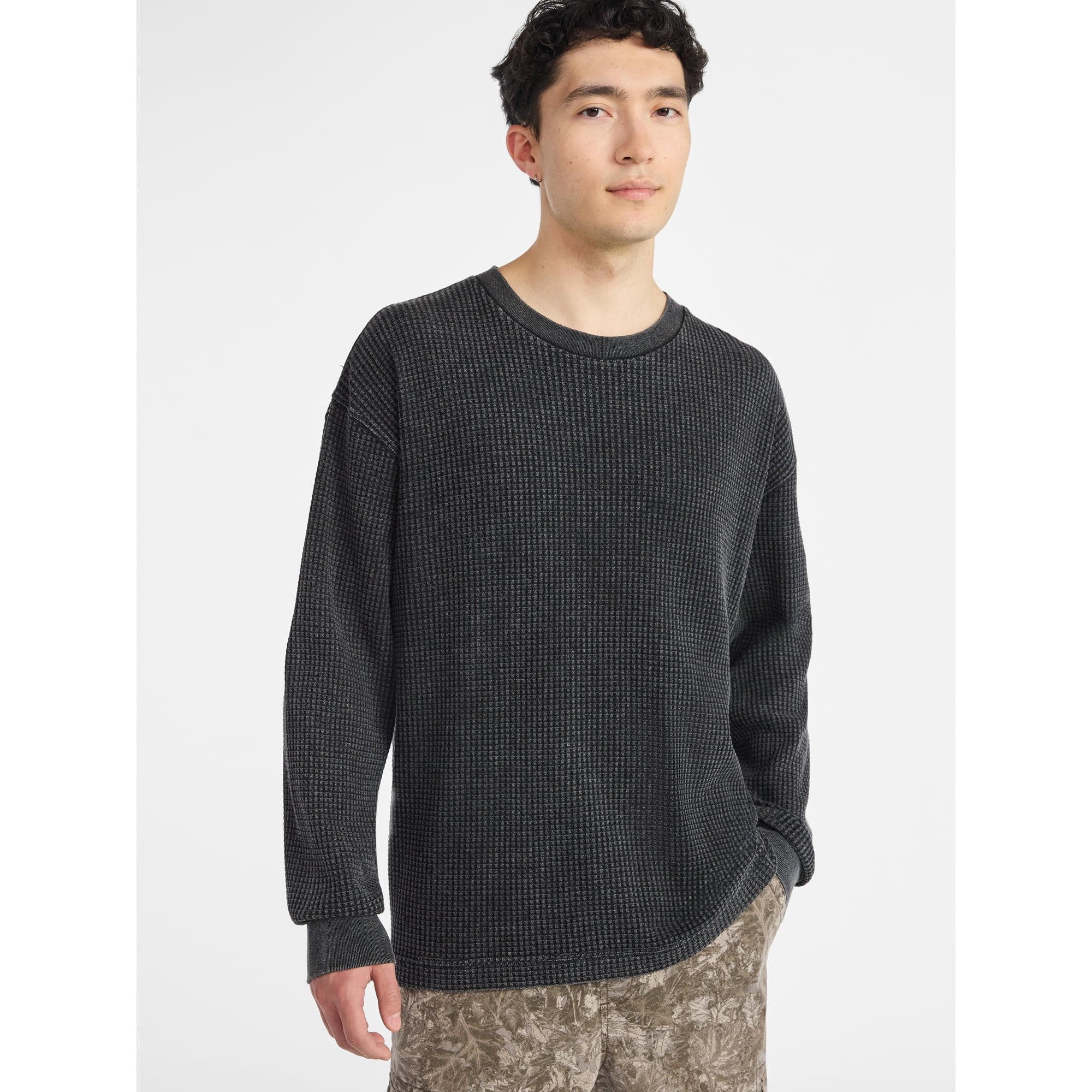 No Boundaries Thermal Tee with Long Sleeves, Men's & Big Men's | Walmart (US)