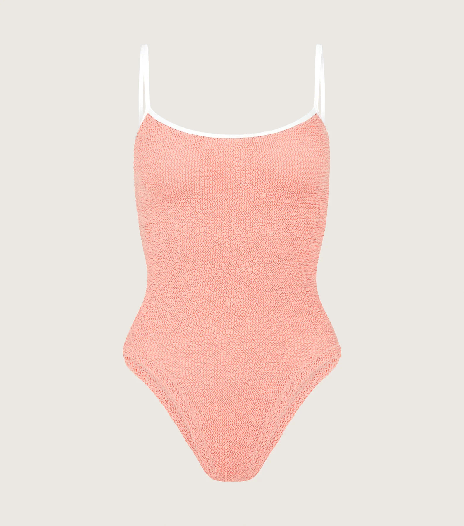 Pamela Swim Contrast - Peach/White | HUNZA G