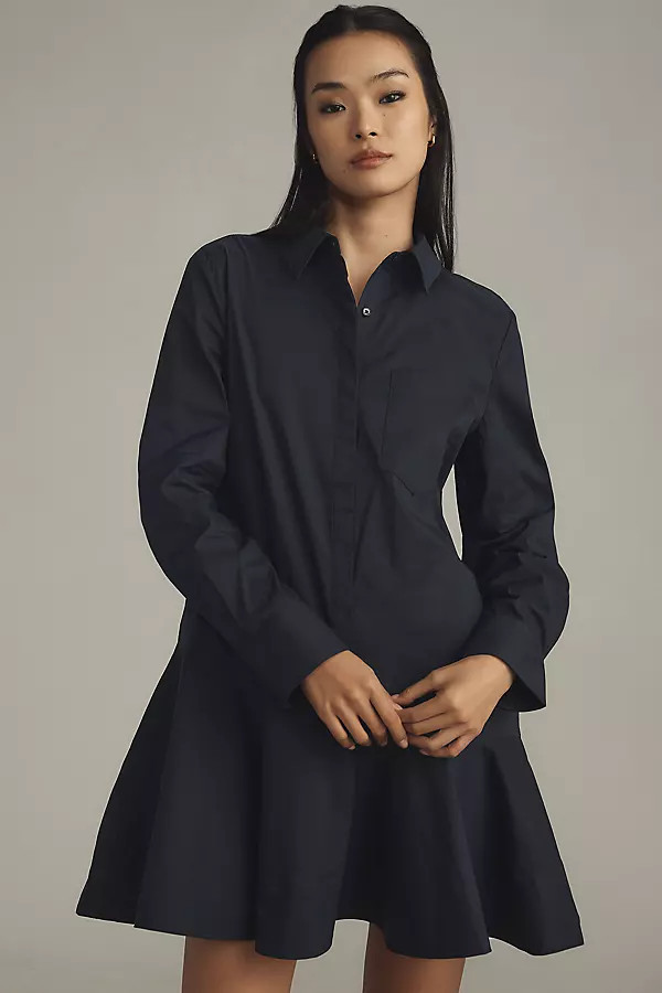 English Factory Long-Sleeve A-Line Mini Shirt Dress | Anthropologie (US)