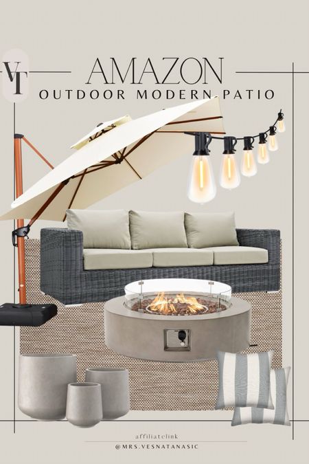 Amazon Home modern patio furniture finds! This sofa is such a great look for less compared to the $$$ designer version! 

@amazonhome #amazon #amazonhome #outdoor #patio 

#LTKsalealert #LTKSeasonal #LTKhome