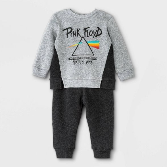 Baby Boys' 2pk Pink Floyd Fleece Long Sleeve Top and Bottom Set - Gray | Target