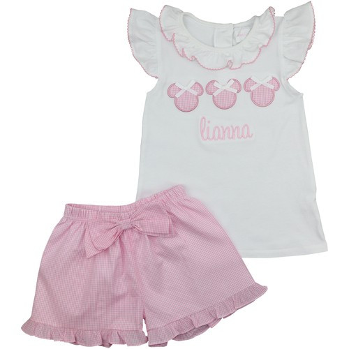 Pink Gingham Mouse Ears Short Set | Cecil and Lou