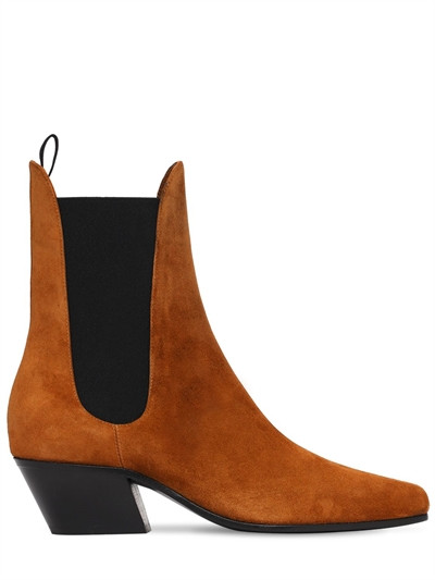 Khaite - 50mm saratoga suede ankle boots - Brown | Luisaviaroma | Luisaviaroma