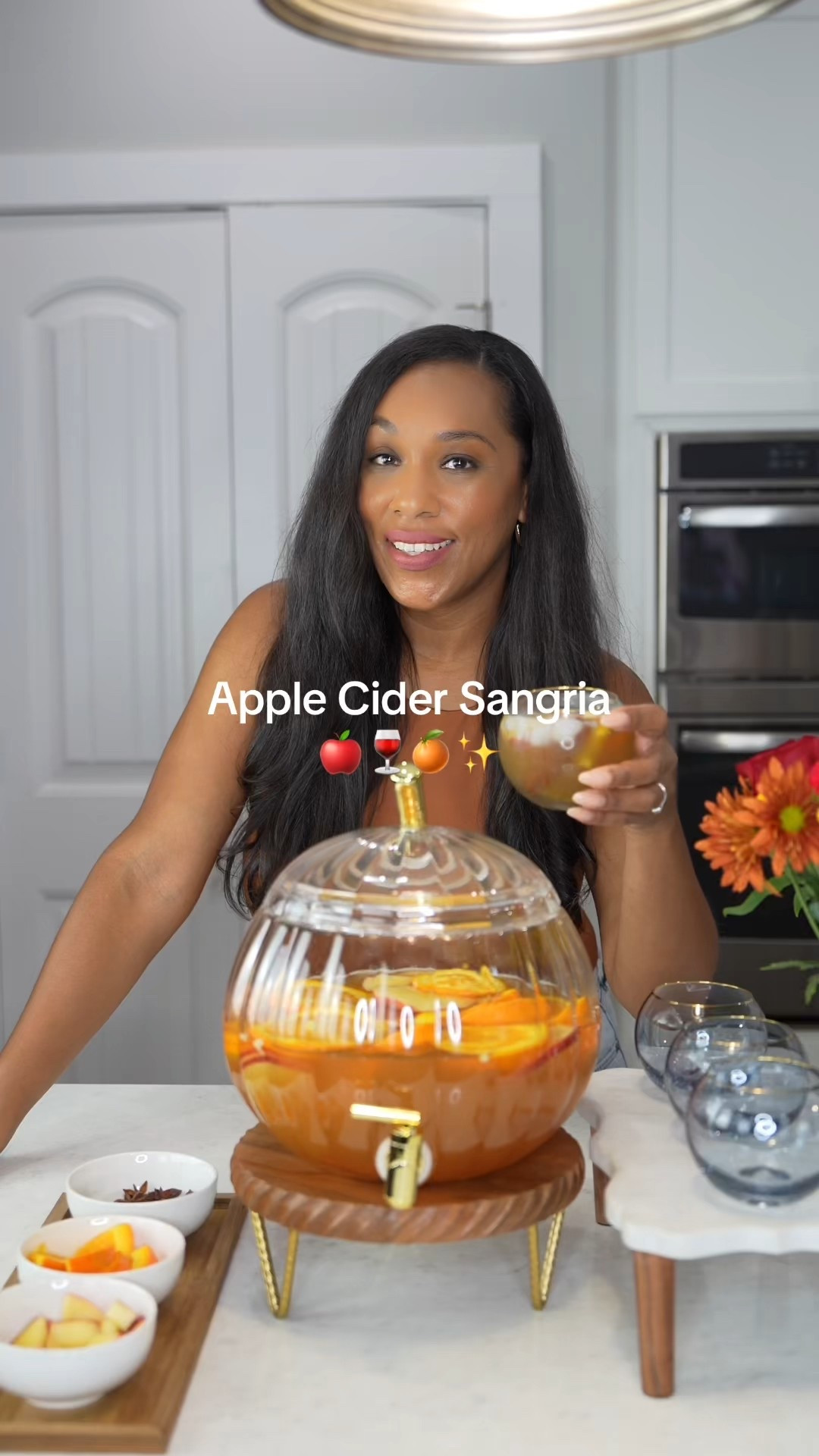 Apple Cider Sangria🍁🍂🍎

✨[Save this recipe]✨

Shopping list:

3 Bottles of White Wine
4 1/2 cups of Apple Cider
6 oz Maple Syrup
4.5 oz Bourbon
Apples
Oranges
Cinnamon sticks
Star Anise (optional)

In a drink dispenser, add in your wine, apple cider, maple syrup, and bourbon. Stir well. 

Add in Apples, orange, and cinnamon sticks

Keep apples, oranges, cinnamon sticks and star anise on the side to add into each individual cup.

Enjoy!

#falldrinks #sangria #falldrinkrecipes  #hosting #thanksgivingrecipes #cocktailrecipes #fallcocktails #applecider #autumnrecipes

#LTKSeasonal #LTKHome #LTKParties