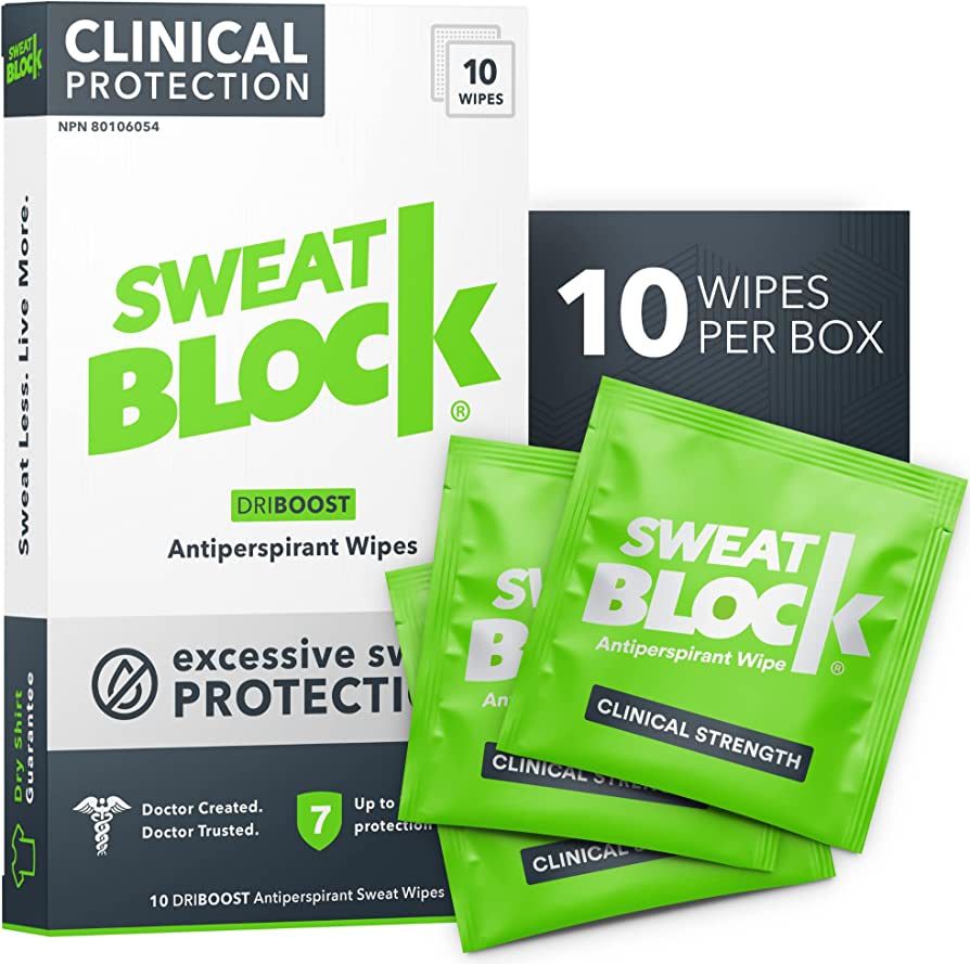SweatBlock Clinical Strength DRIBOOST Antiperspirant Wipes - Treat Hyperhidrosis & Excessive Swea... | Amazon (US)