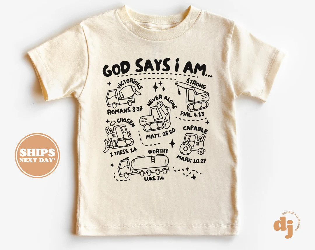 Christian Shirts for Kids -  God Says I am.. Christian Shirt - Jesus Natural Infant, Toddler, You... | Etsy (US)
