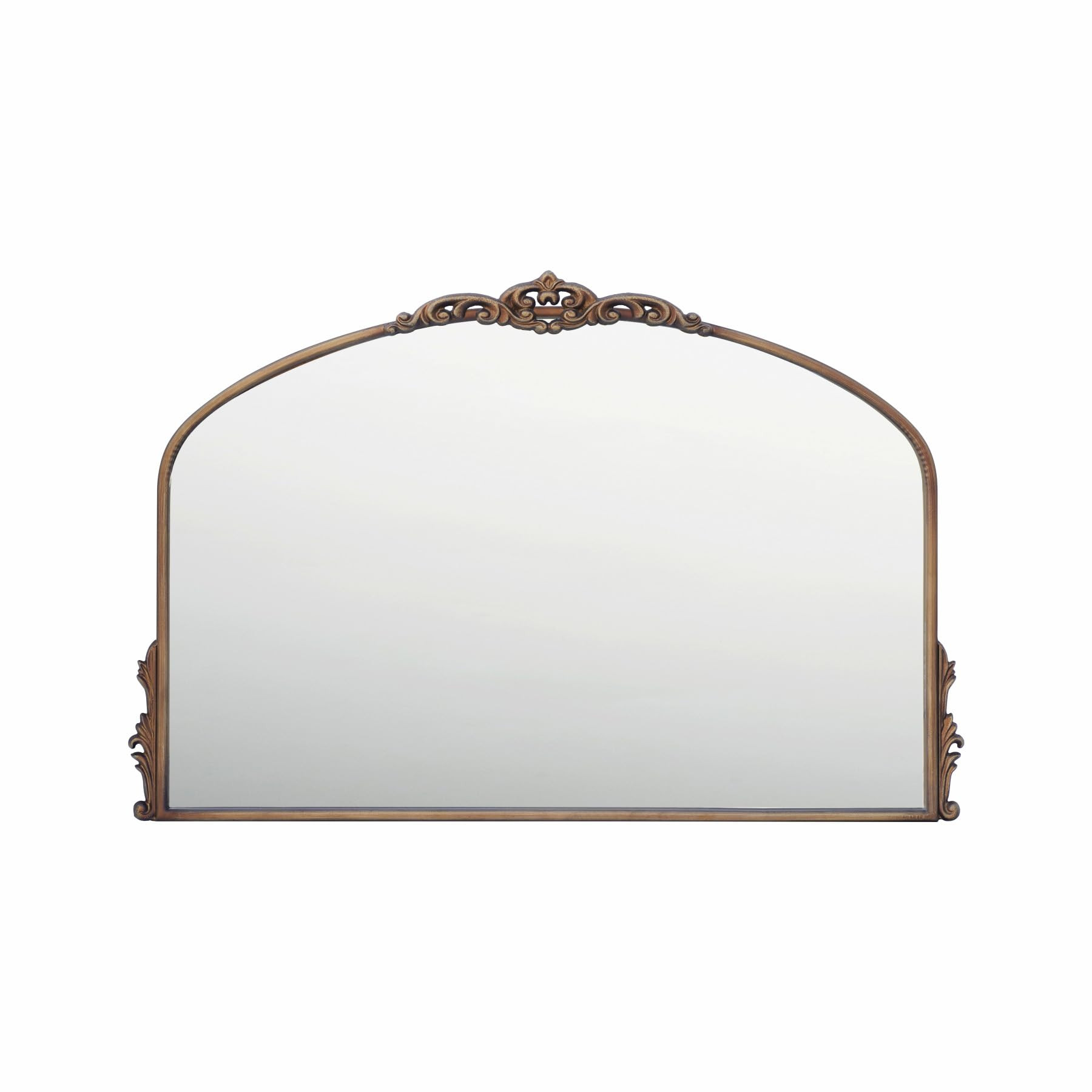 Vintage Gold Wall Mirror - 36x24 inch, Baroque Arched Design, Distressed Gold, Ornate Crown, Floral Metal Frame, Large Antique Mirror for Fireplace Mantle, Living Room, Bathroom, Entryway | Amazon (US)