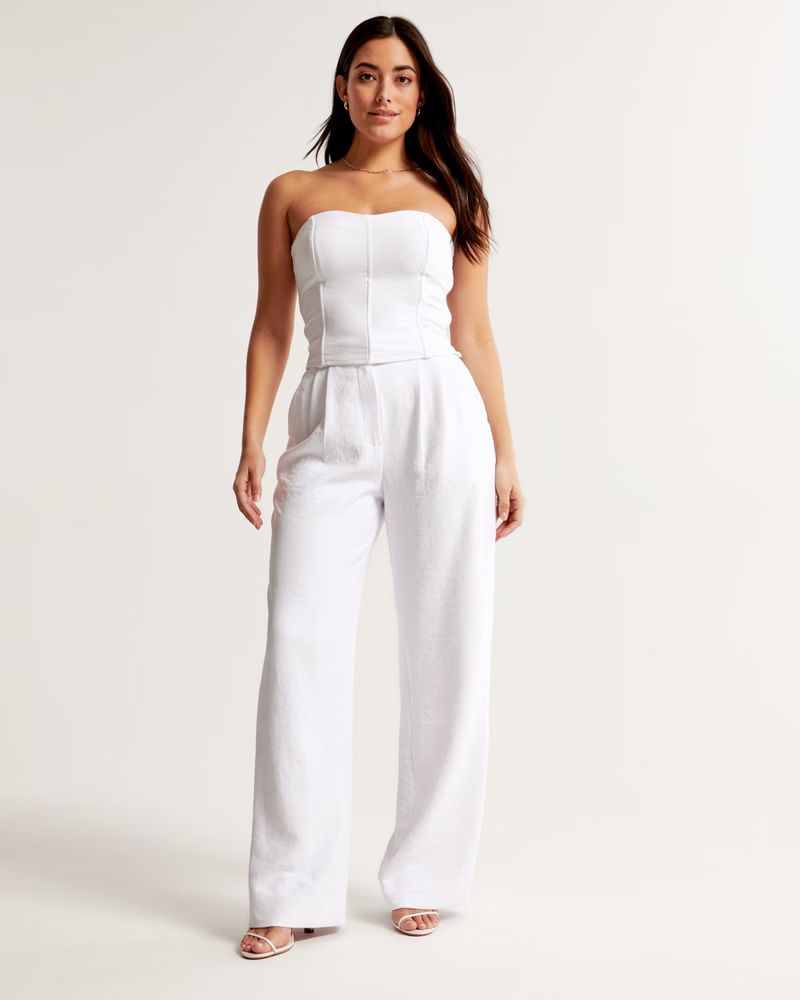 Women's Curve Love A&F Sloane Tailored Premium Crepe Pant | Women's Office Approved | Abercrombie... | Abercrombie & Fitch (US)