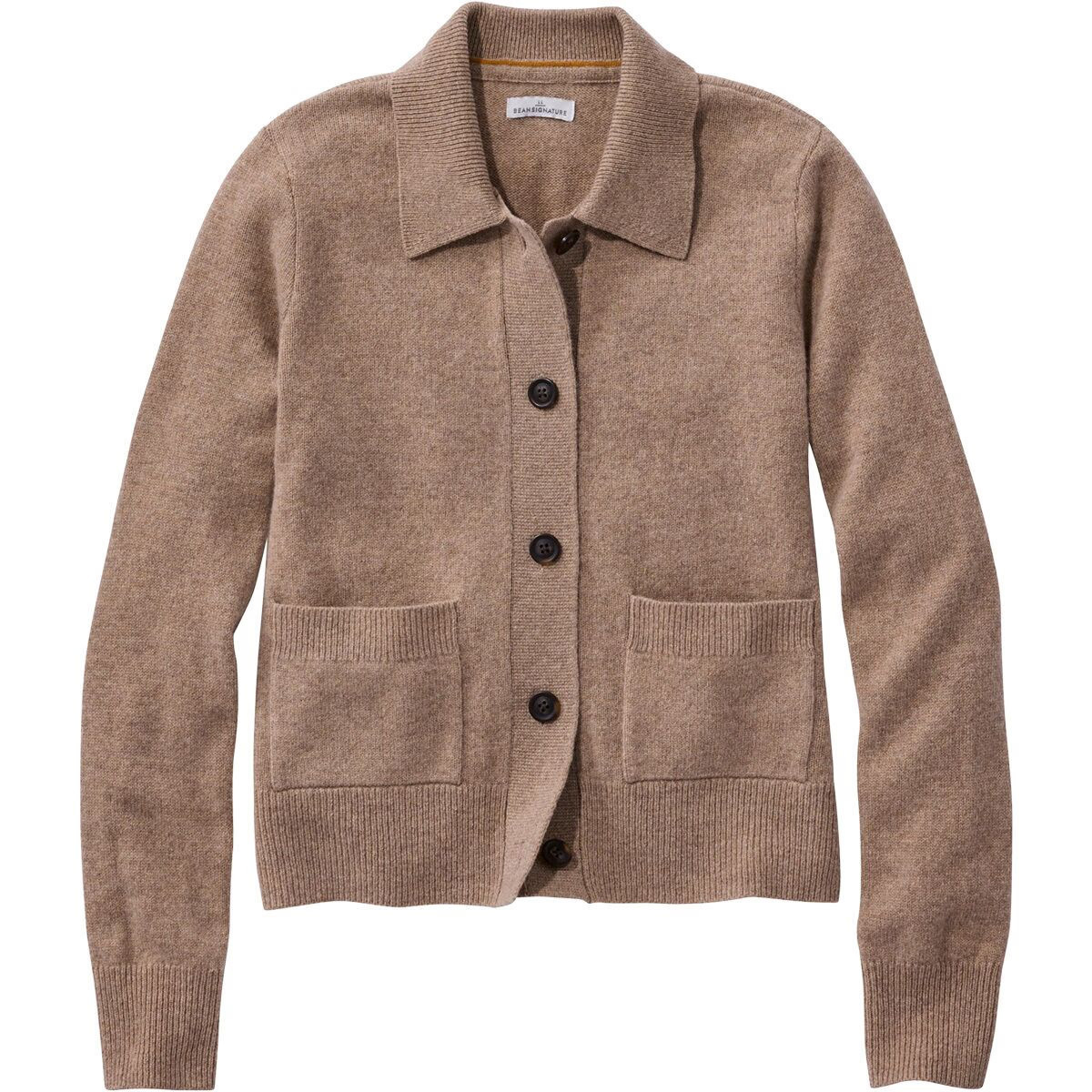 L.L.Bean Signature Camp Merino Wool Cardigan - Women's Taupe Heather, XL | Backcountry
