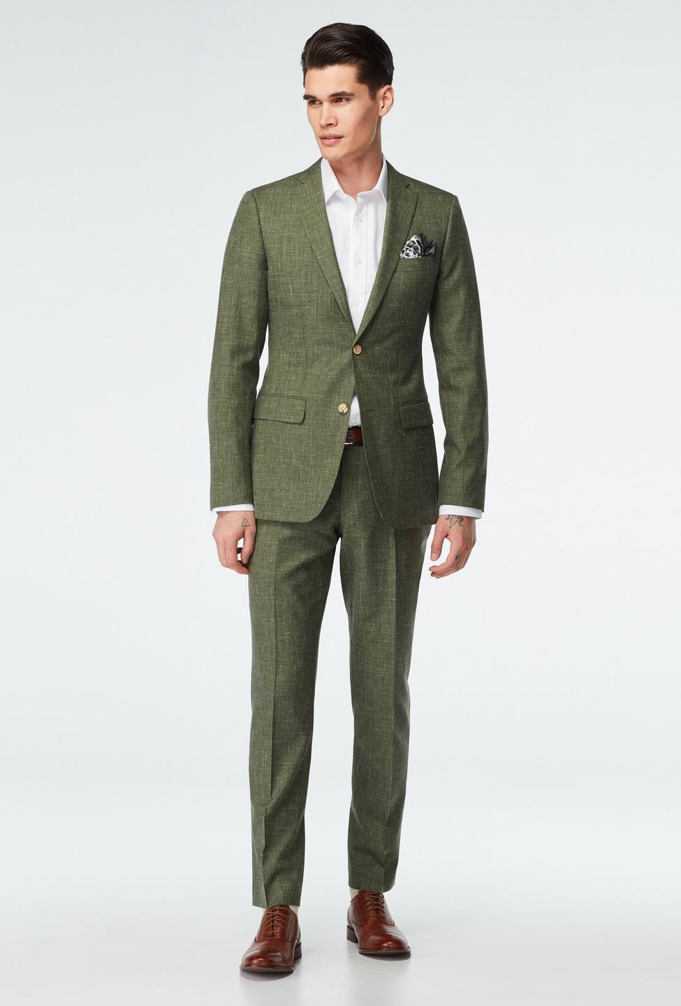 Stockport Wool Linen Olive Suit | Indochino