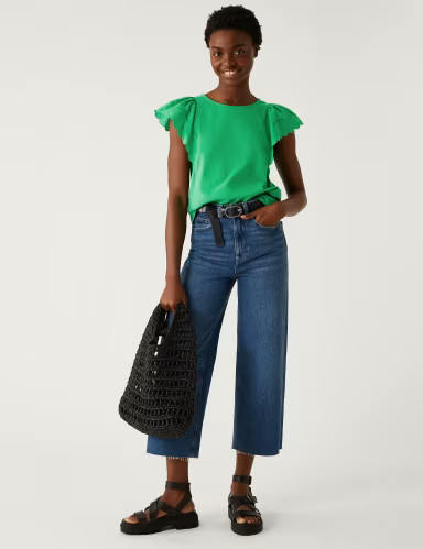 Pure Cotton Broderie Detail Top | Marks & Spencer (UK)