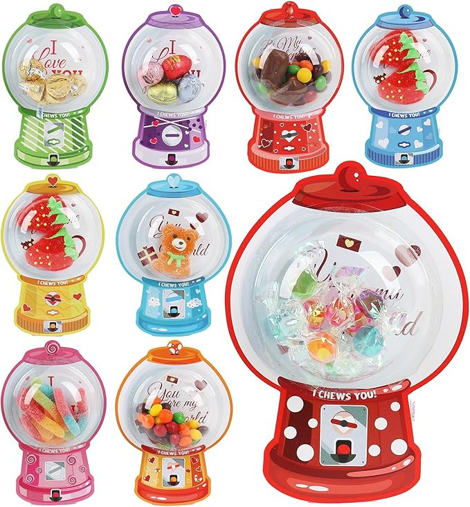 45 Pack Valentine's Day Cards for Kids Classroom, Valentines Candy Cards with Bubble Gum Machine ... | Amazon (US)