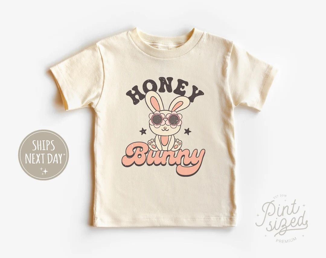 Honey Bunny Toddler Shirt - Retro Easter Kids Shirt - Girls Natural Tee | Etsy (US)