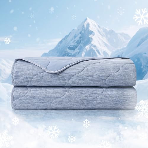 Cozy Bliss Cooling Dual-Sided Blanket for Hot Sleepers, Q-Max>0.46 Lightweight Soft Breathable Bed Blanket, Double Side Cooling Throw for Night Sweats (Denim Blue, 80"x90") | Amazon (US)