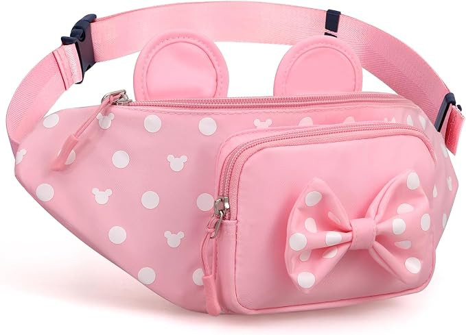 Cute Pink Fanny Pack for Girls Kids Travel Waist Pack Bowknot Polka Dot Mini Mouse Fanny Packs Te... | Amazon (US)