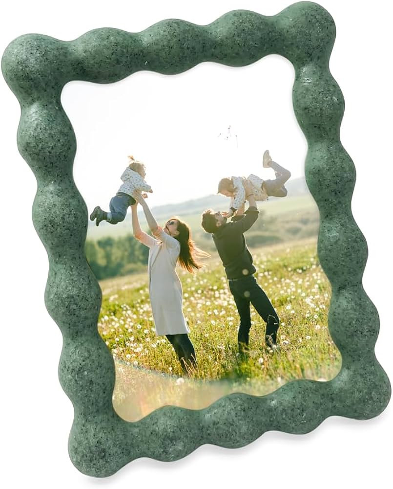 Isaac Jacobs 5x7 Rosemary Green Resin Picture Frame, Elegant Undulating Curve Design for Tabletop... | Amazon (US)