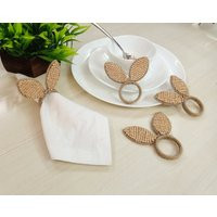 Set Of 4 Wooden Beads Bunny Ears Napkin Rings | Etsy (US)