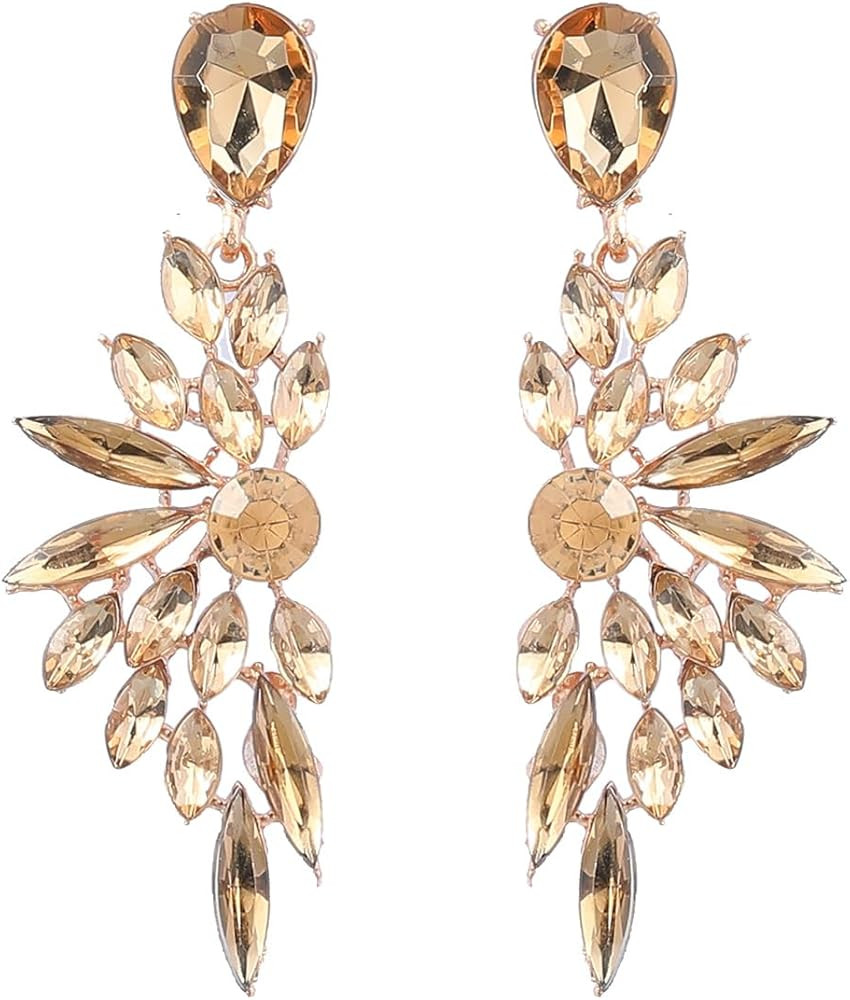 Bridal Chandelier Large Crystal Cluster Teardrop Dangle Earrings for Women, Rhinestone Statement ... | Amazon (US)