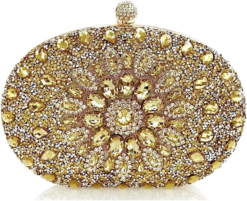 chaliwini Party Purses Bead Floral Clutch Purse For Women Wedding Multicolor Rhinestone Handbag C... | Amazon (US)