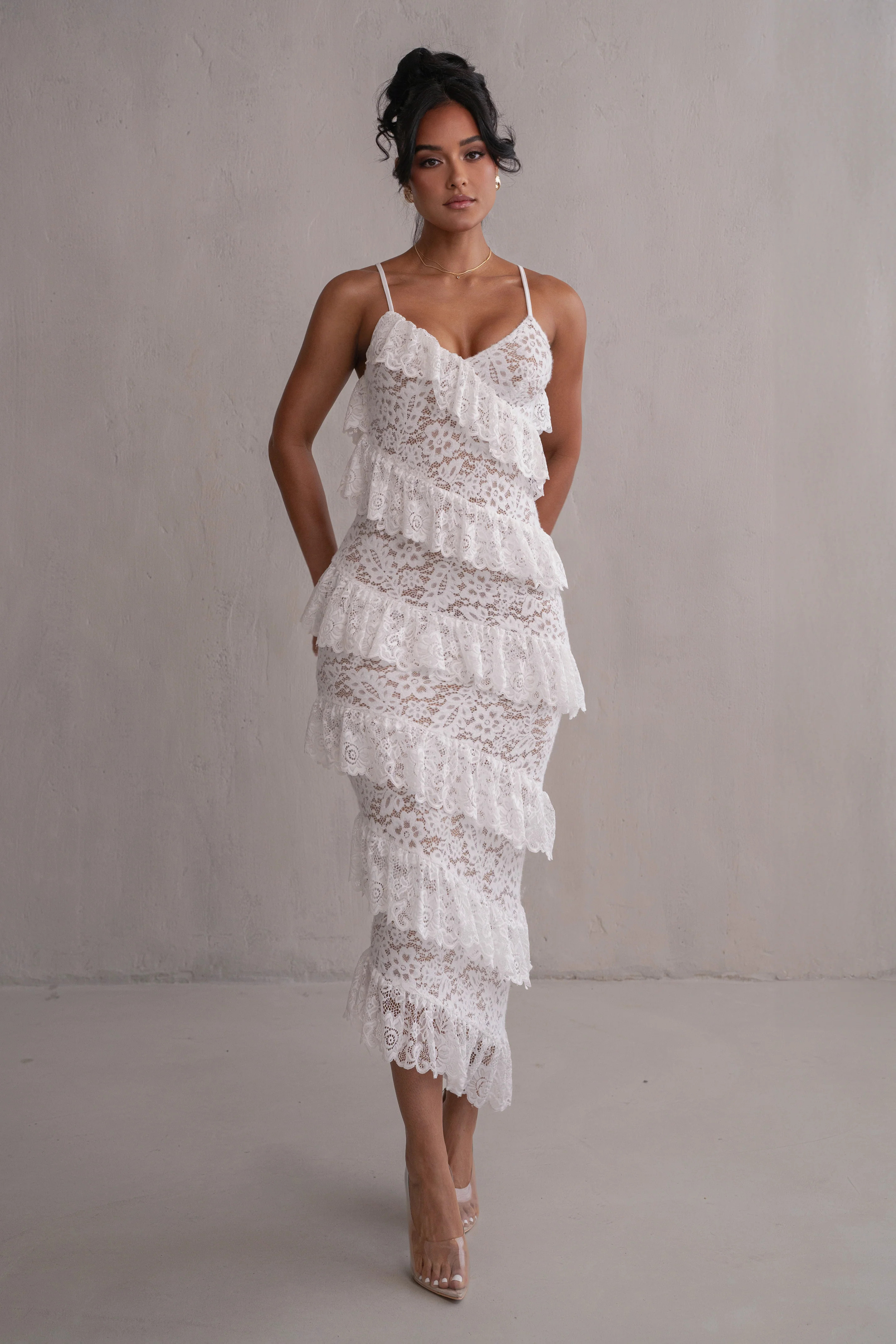 Ivory Feeling Of Forever Ruffle Dress | JLUXLABEL